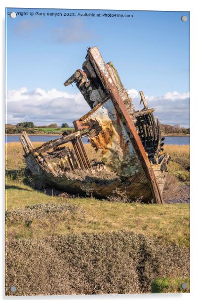 Abandoned fishing boat Acrylic by Gary Kenyon