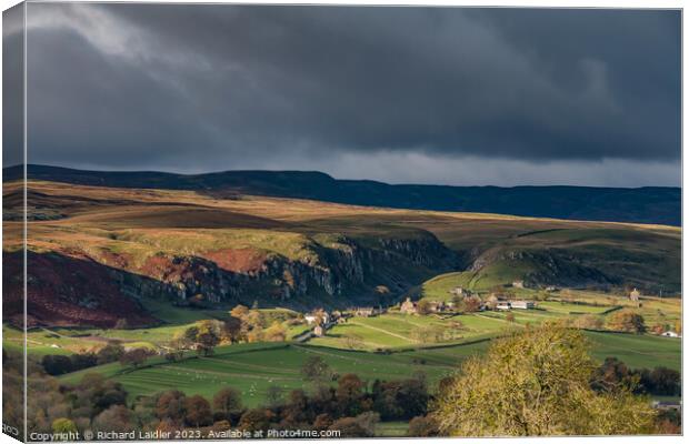 Holwick from Middle Side, Teesdale in Autumn Light Canvas Print by Richard Laidler