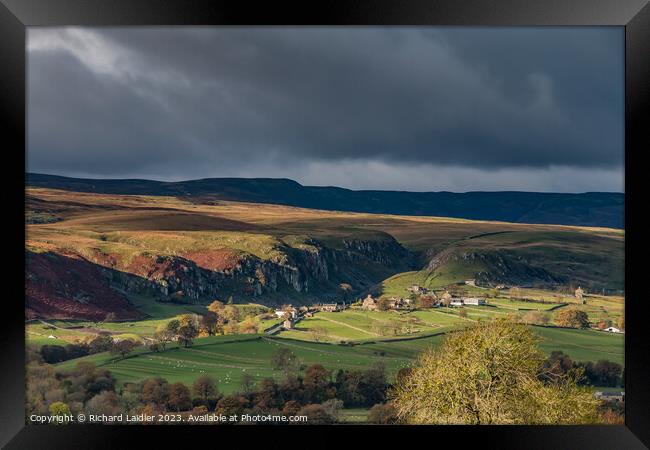Holwick from Middle Side, Teesdale in Autumn Light Framed Print by Richard Laidler