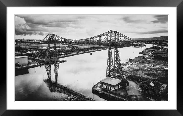 Tees Transporter Bridge Black and White Framed Mounted Print by Tim Hill