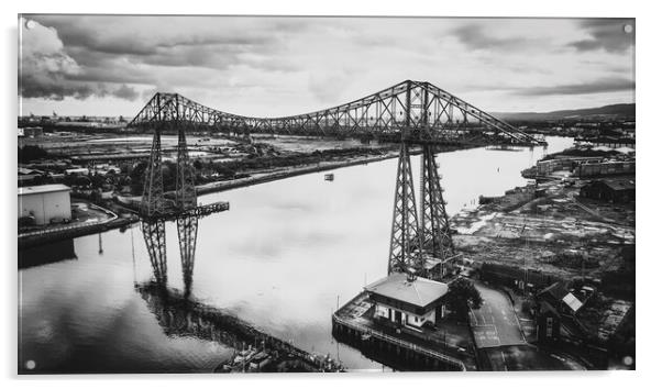 Tees Transporter Bridge Black and White Acrylic by Tim Hill