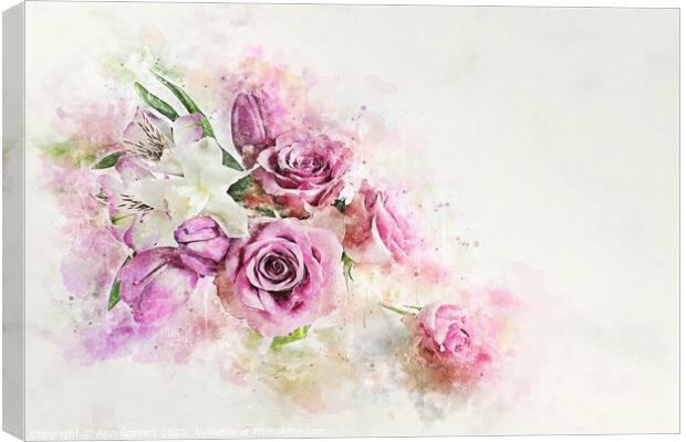 Tulips and Roses Splash Canvas Print by Ann Garrett