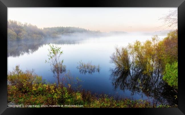 Reservoir Morning Mist. Framed Print by Craig Yates