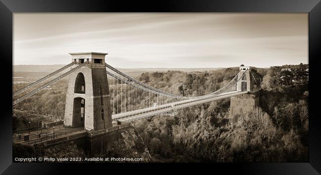 Clifton Suspension Bridge at Daybreak. Framed Print by Philip Veale