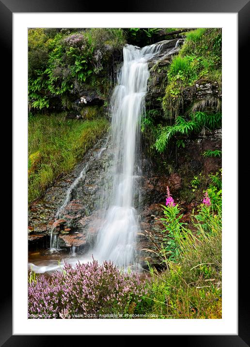 Waterfall on Nant y Gerdinen in Summer. Framed Mounted Print by Philip Veale