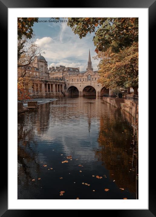 Autumn view of Pulteney Weir in Bath Framed Mounted Print by Duncan Savidge