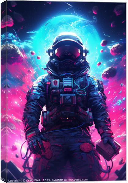 NEON ASTRONAUT IN SPACE Canvas Print by Craig Weltz