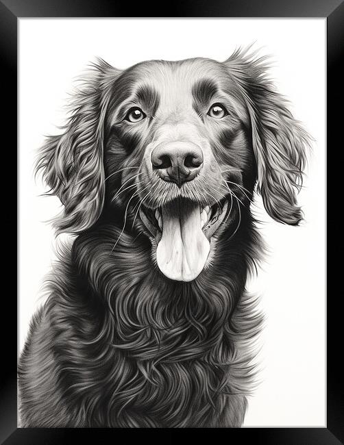 Curly Coated Retriever Pencil Drawing Framed Print by K9 Art