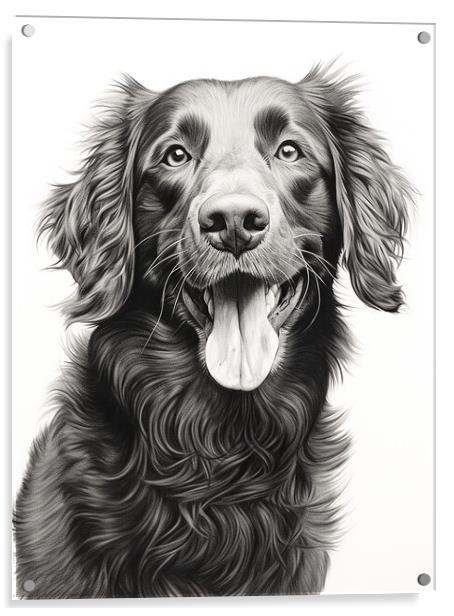 Curly Coated Retriever Pencil Drawing Acrylic by K9 Art