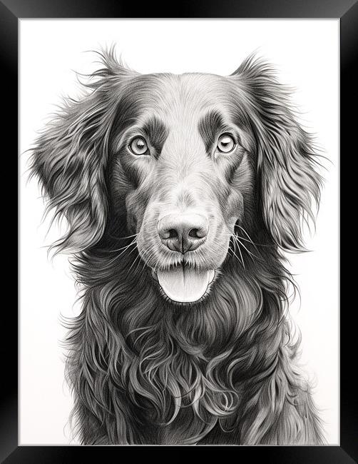 Curly Coated Retriever Pencil Drawing Framed Print by K9 Art