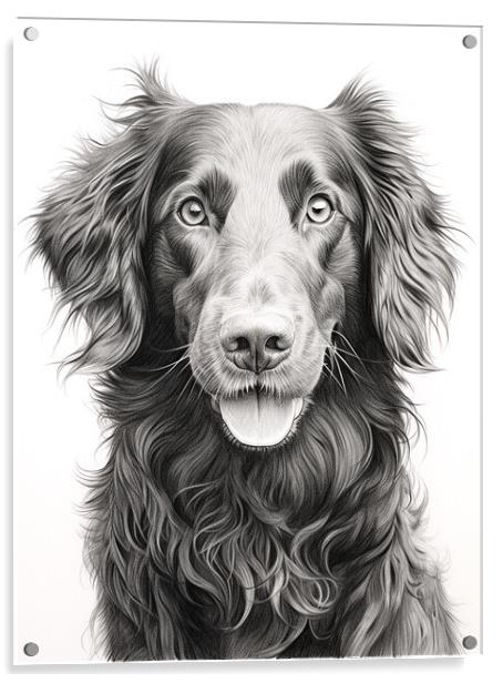 Curly Coated Retriever Pencil Drawing Acrylic by K9 Art