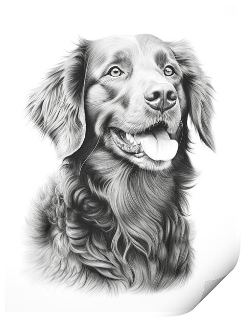 Curly Coated Retriever Pencil Drawing Print by K9 Art
