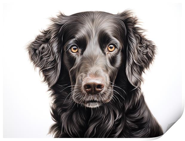 Curly Coated Retriever Pencil Drawing Print by K9 Art