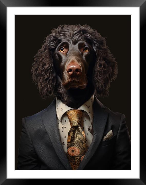 Curly Coated Retriever Framed Mounted Print by K9 Art