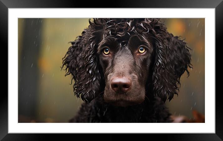 Curly Coated Retriever Framed Mounted Print by K9 Art