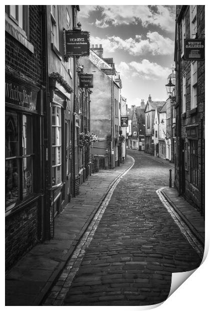 Whitby Shambles Black and White Print by Tim Hill