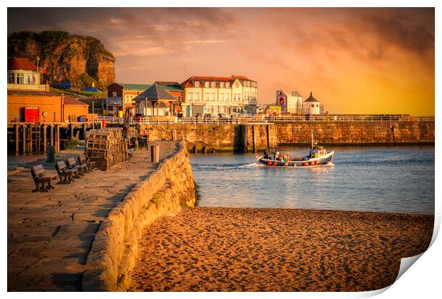 Whitby Fishing Boat at Sunrise Print by Tim Hill