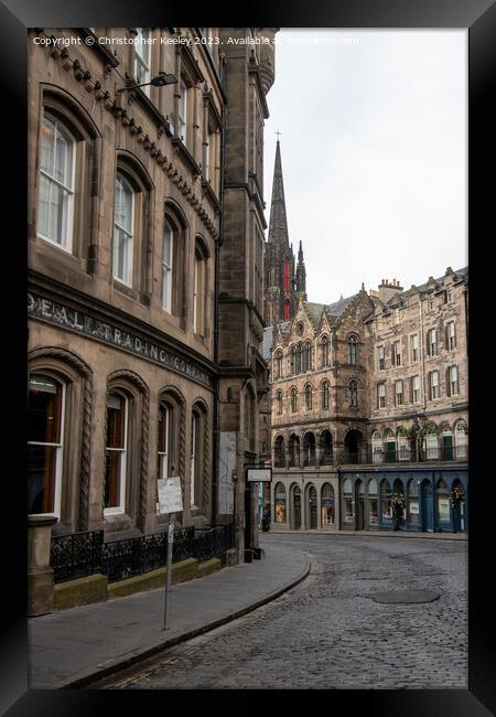 Looking onto Victoria Street, Edinburgh Framed Print by Christopher Keeley