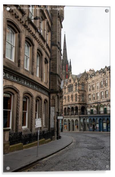 Looking onto Victoria Street, Edinburgh Acrylic by Christopher Keeley