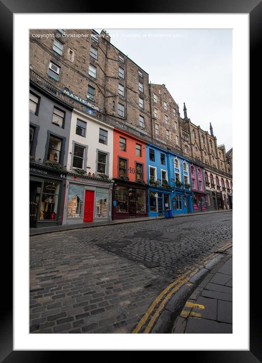 Colourful row of shops on Victoria Street, Edinburgh Framed Mounted Print by Christopher Keeley