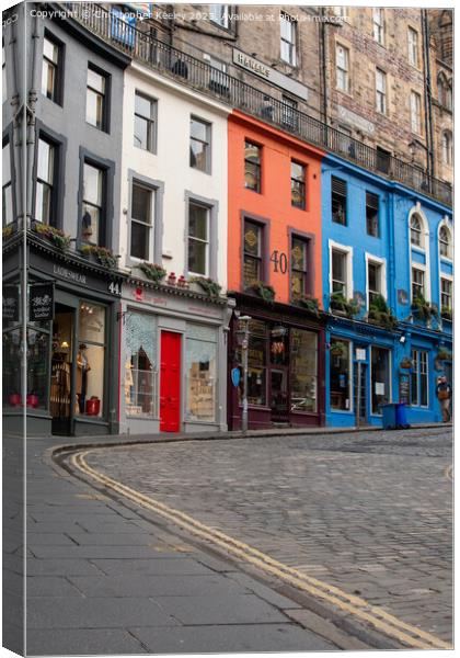 Historic Victoria Street and colourful shop fronts in Edinburgh Canvas Print by Christopher Keeley