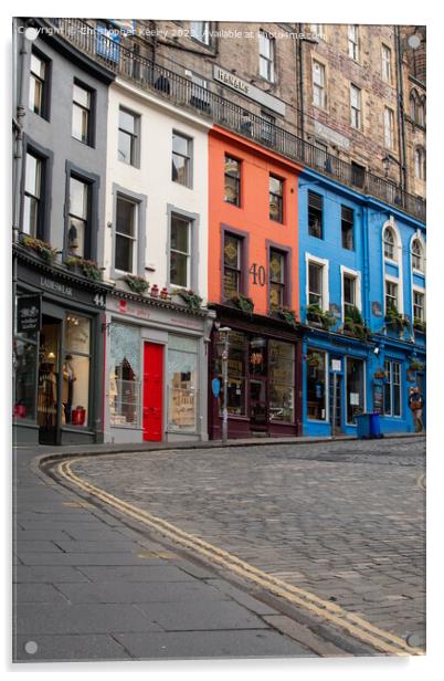 Historic Victoria Street and colourful shop fronts in Edinburgh Acrylic by Christopher Keeley