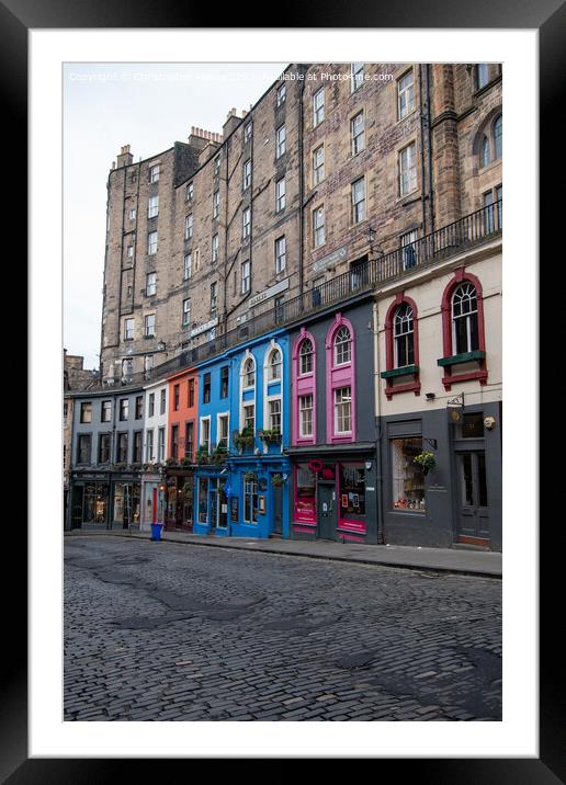 Colourful shop row on Victoria Street, Edinburgh Framed Mounted Print by Christopher Keeley