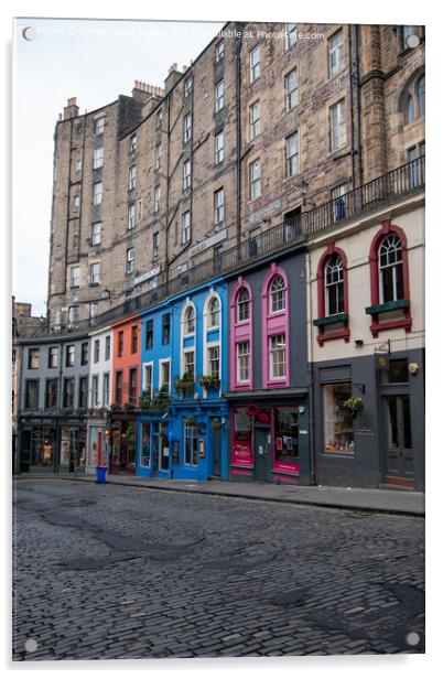 Colourful shop row on Victoria Street, Edinburgh Acrylic by Christopher Keeley