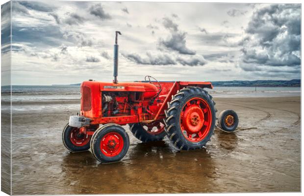Filey Red Tractor Canvas Print by Alison Chambers