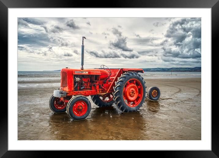 Filey Red Tractor Framed Mounted Print by Alison Chambers