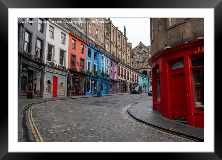 Looking onto Victoria Street, Edinburgh Framed Mounted Print by Christopher Keeley