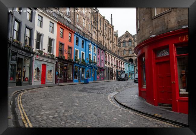 Looking onto Victoria Street, Edinburgh Framed Print by Christopher Keeley