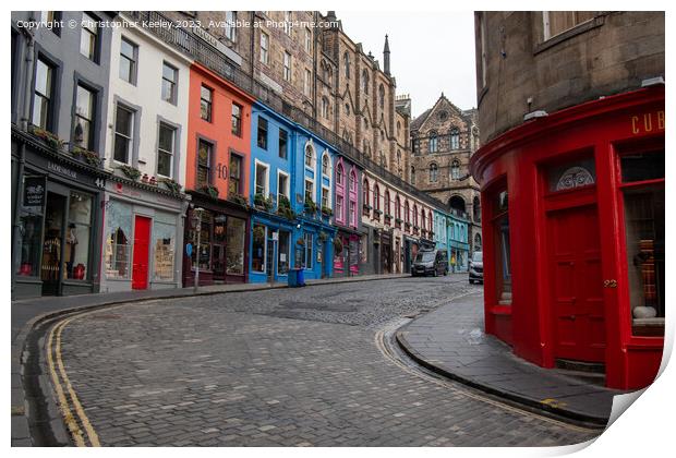 Looking onto Victoria Street, Edinburgh Print by Christopher Keeley