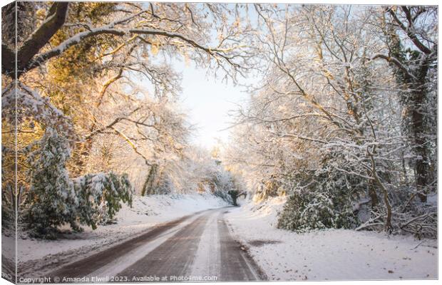 Winter Country Road Canvas Print by Amanda Elwell