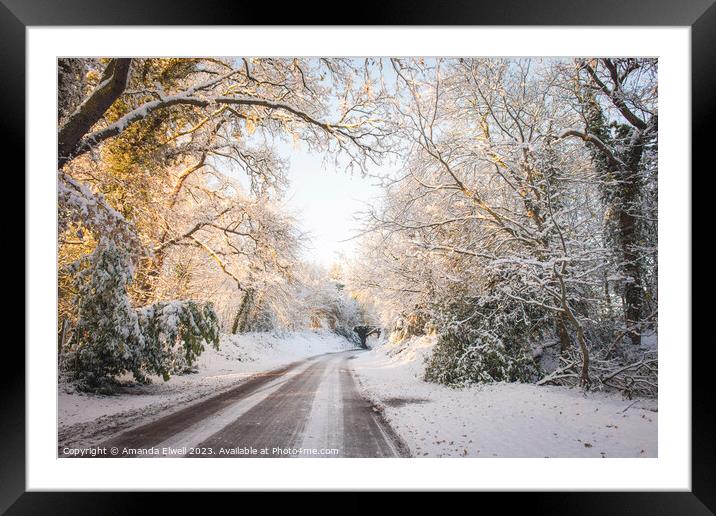 Winter Country Road Framed Mounted Print by Amanda Elwell