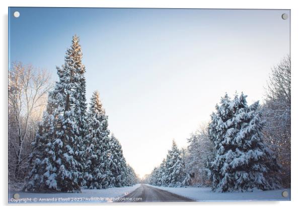 Winter Wonderland Landscape Acrylic by Amanda Elwell