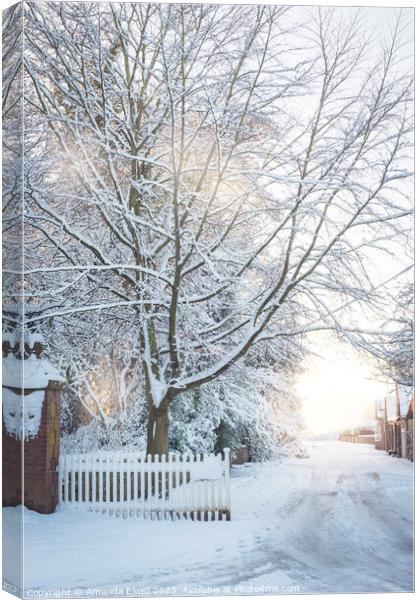 Country Lane In Winter Canvas Print by Amanda Elwell