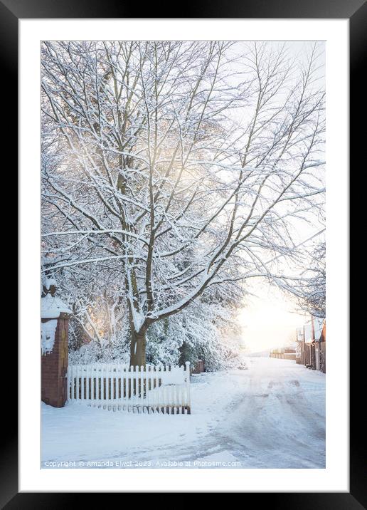 Country Lane In Winter Framed Mounted Print by Amanda Elwell