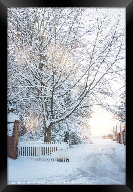 Country Lane In Winter Framed Print by Amanda Elwell