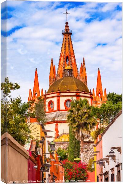 Aldama Street Parroquia Church San Miguel de Allende Mexico Canvas Print by William Perry