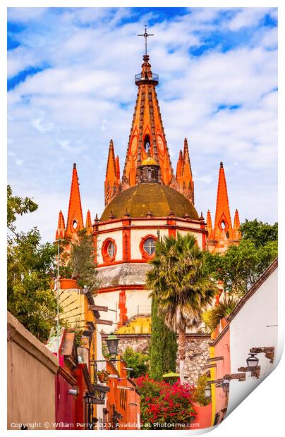 Aldama Street Parroquia Church San Miguel de Allende Mexico Print by William Perry