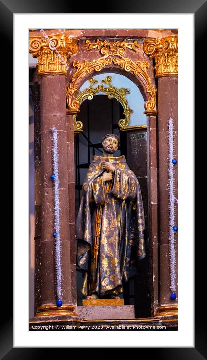 Saint Francis Statue Convent San Miguel Mexico Framed Mounted Print by William Perry