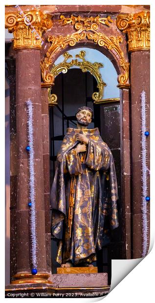 Saint Francis Statue Convent San Miguel Mexico Print by William Perry