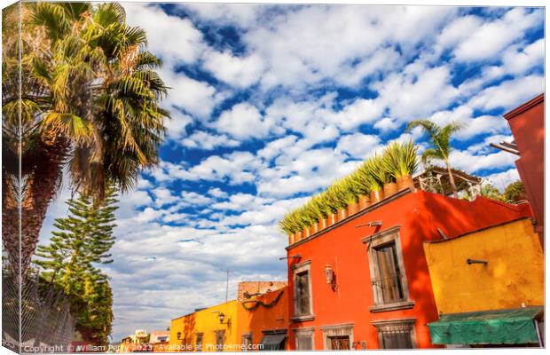 Orange Yellow Town Street San Miguel de Allende Mexico Canvas Print by William Perry
