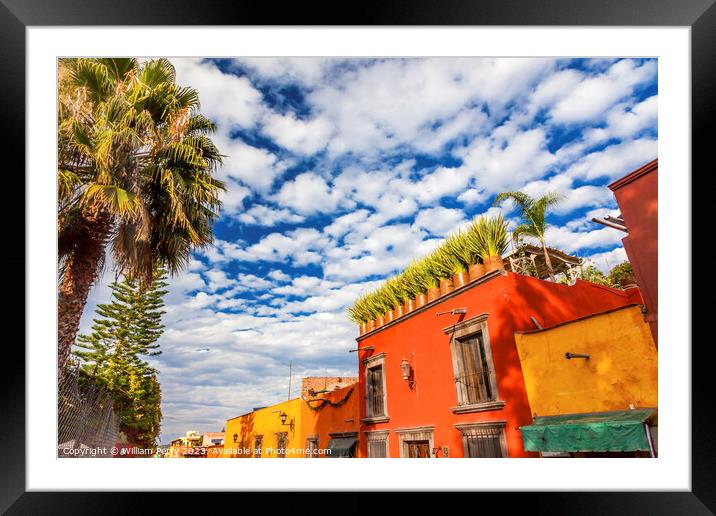 Orange Yellow Town Street San Miguel de Allende Mexico Framed Mounted Print by William Perry