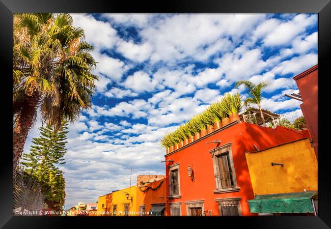 Orange Yellow Town Street San Miguel de Allende Mexico Framed Print by William Perry