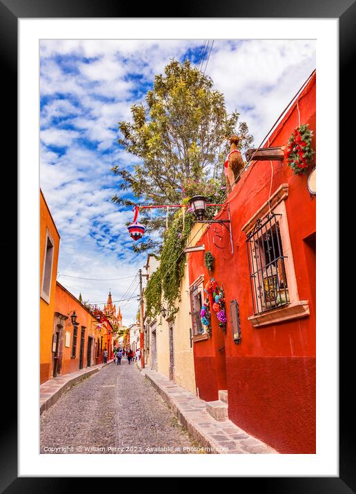 Aldama Street Christmas San Miguel de Allende Mexico Framed Mounted Print by William Perry