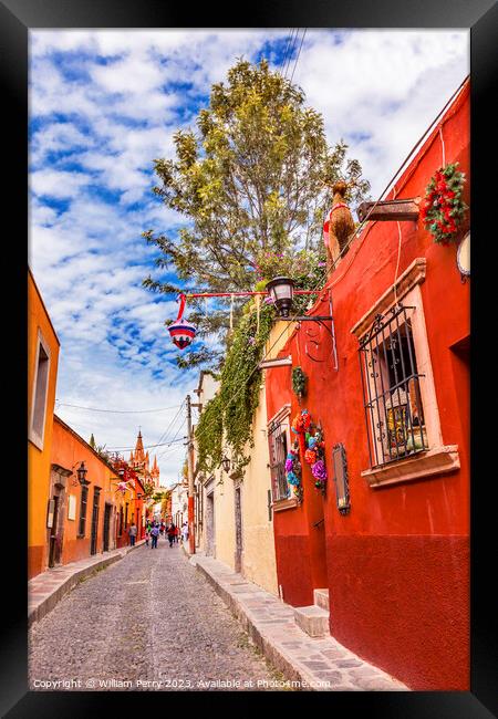 Aldama Street Christmas San Miguel de Allende Mexico Framed Print by William Perry