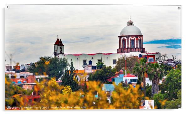 San Antonio White Church San Miguel de Allende Mexico Acrylic by William Perry