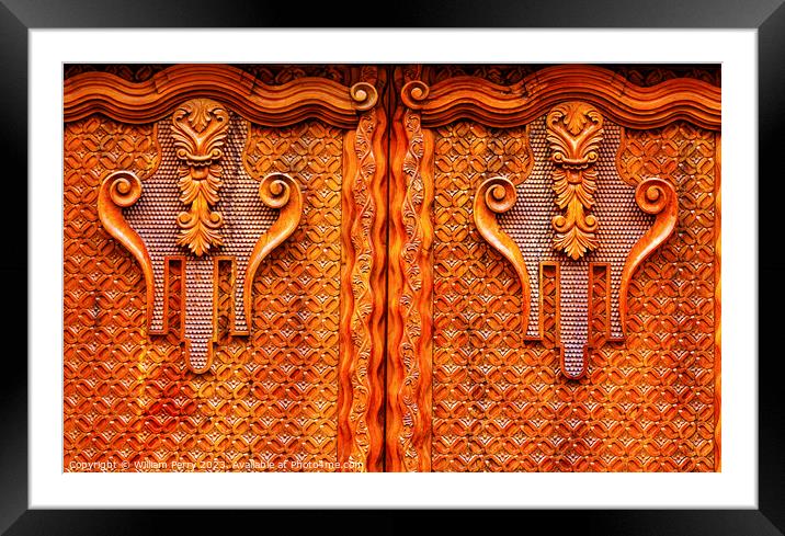 Golden Brown Wooden Door San Miguel de Allende Mexico Framed Mounted Print by William Perry